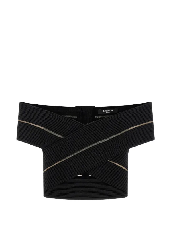 Balmain Off-the-shoulder Top in Black