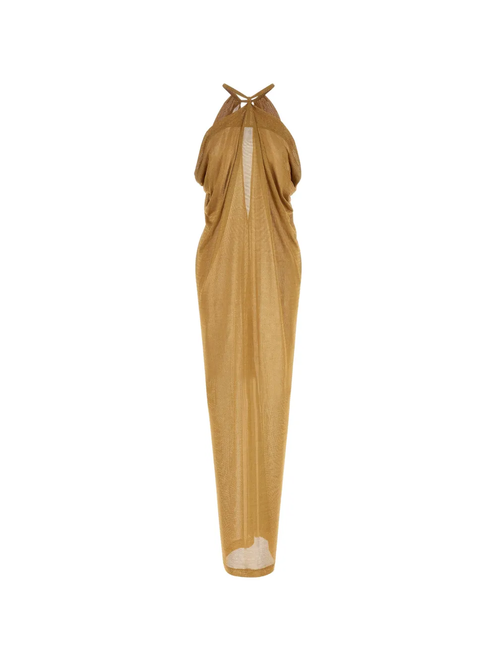 Alberta Ferretti draping back split maxi dress - Oro
