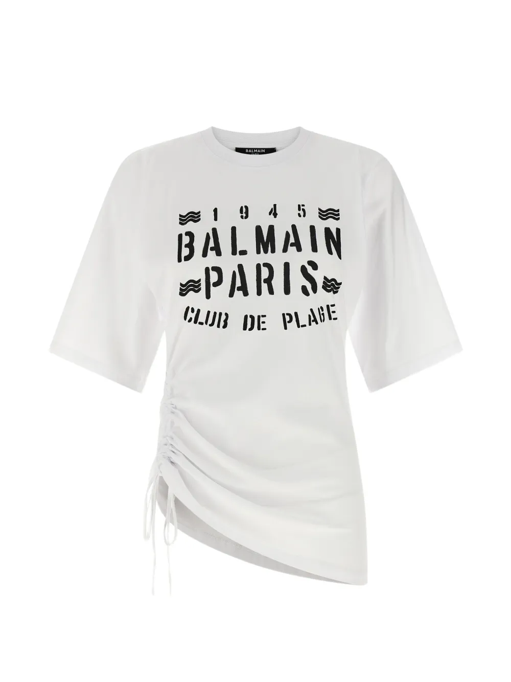 Balmain drawstring print-detail T-shirt - Bianco