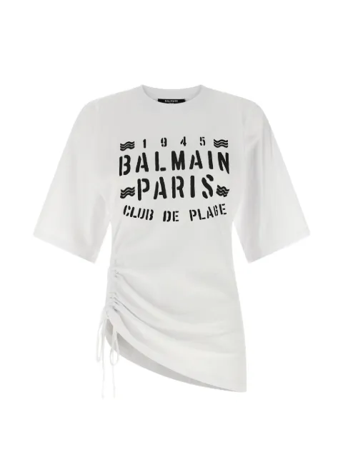 Balmain drawstring print-detail T-shirt