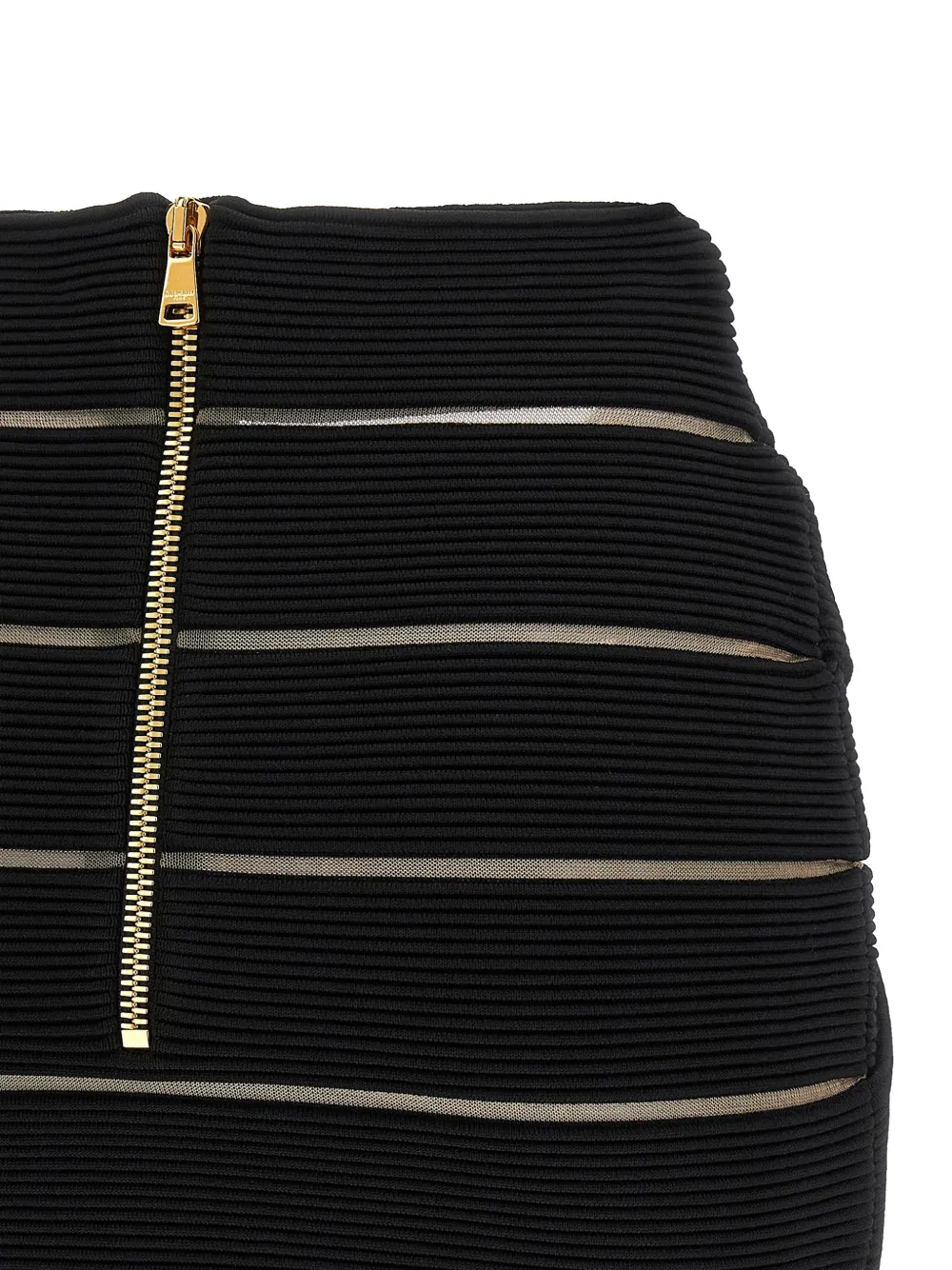Balmain Mini-rok met V-taille en ritssluiting Zwart