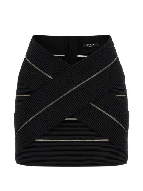 Balmain minifalda con cremallera y cintura en V