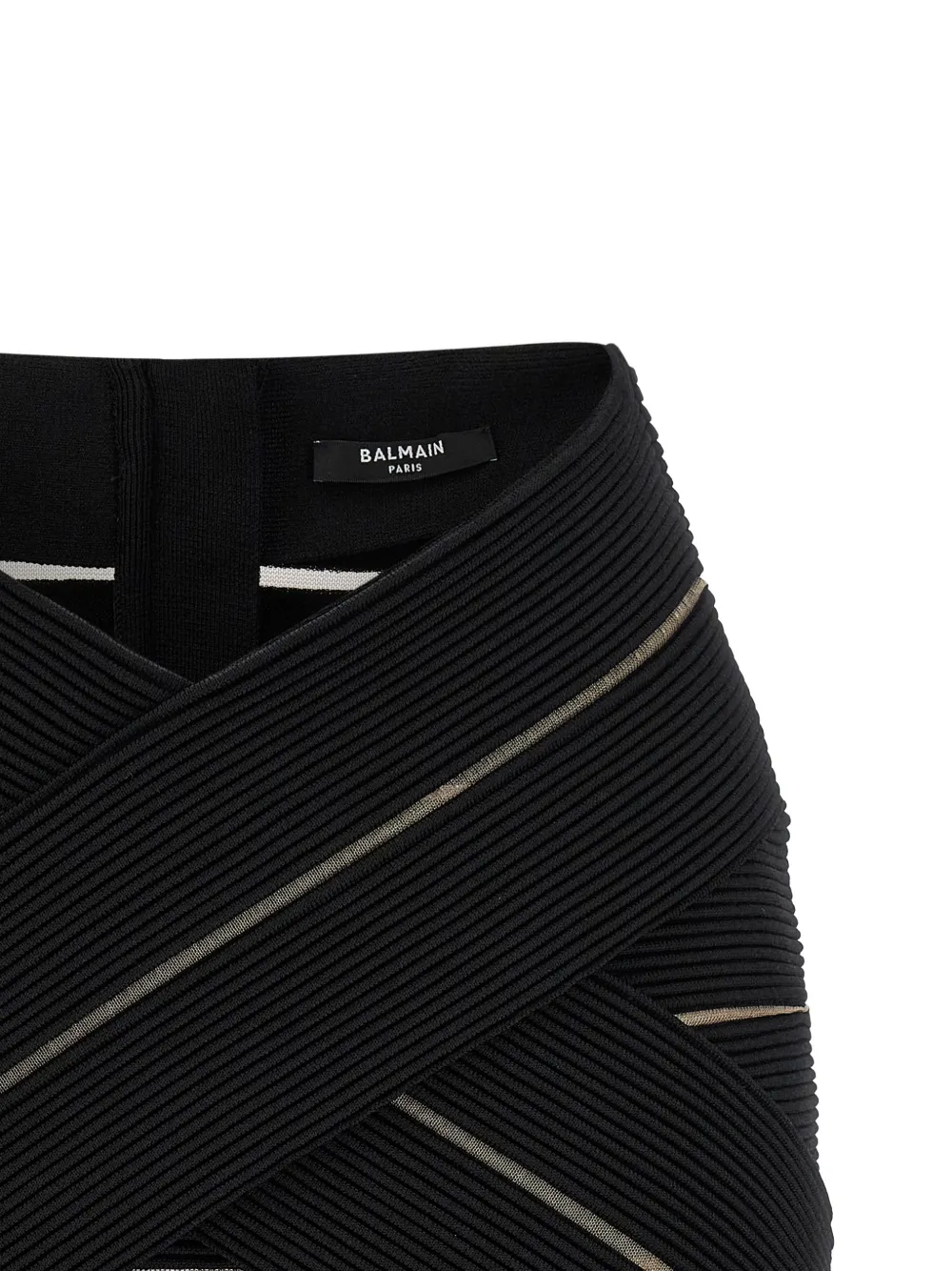 Balmain Mini-rok met V-taille en ritssluiting Zwart