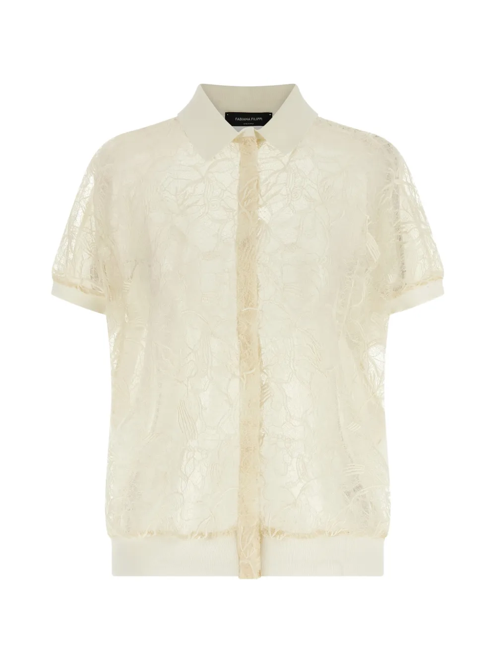 Fabiana Filippi lace-detail short-sleeve cardigan - Toni neutri
