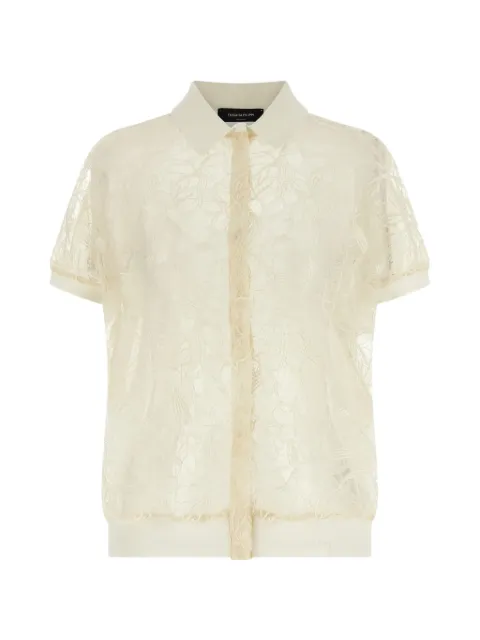 Fabiana Filippi — lace-detail short-sleeve cardigan