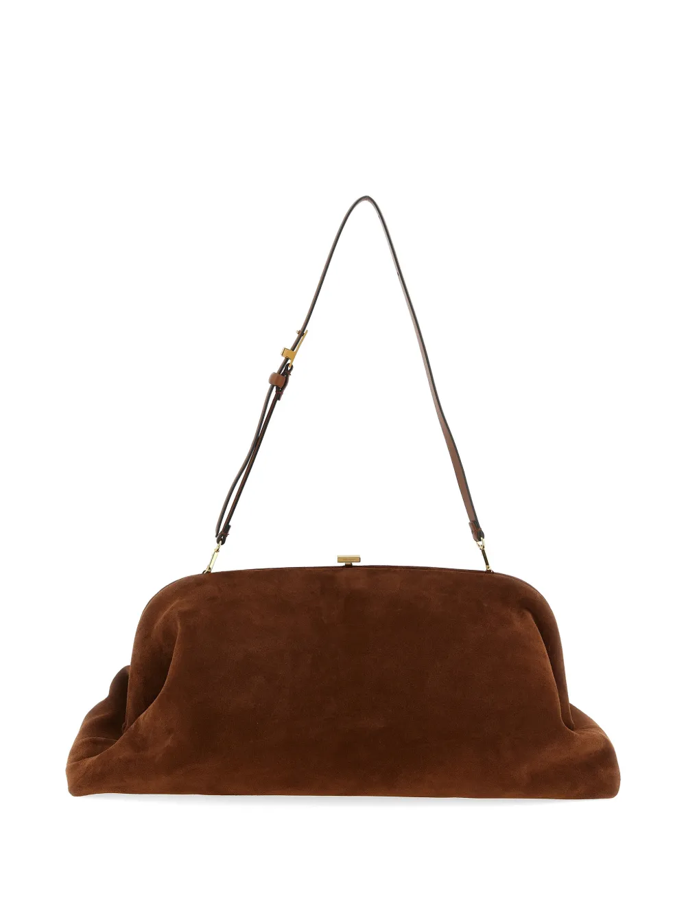 Alberta Ferretti suede pressure closure clutch bag - Marrone