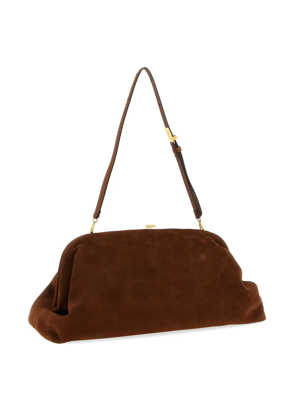 Alberta Ferretti suede pressure closure clutch bag - Marrone
