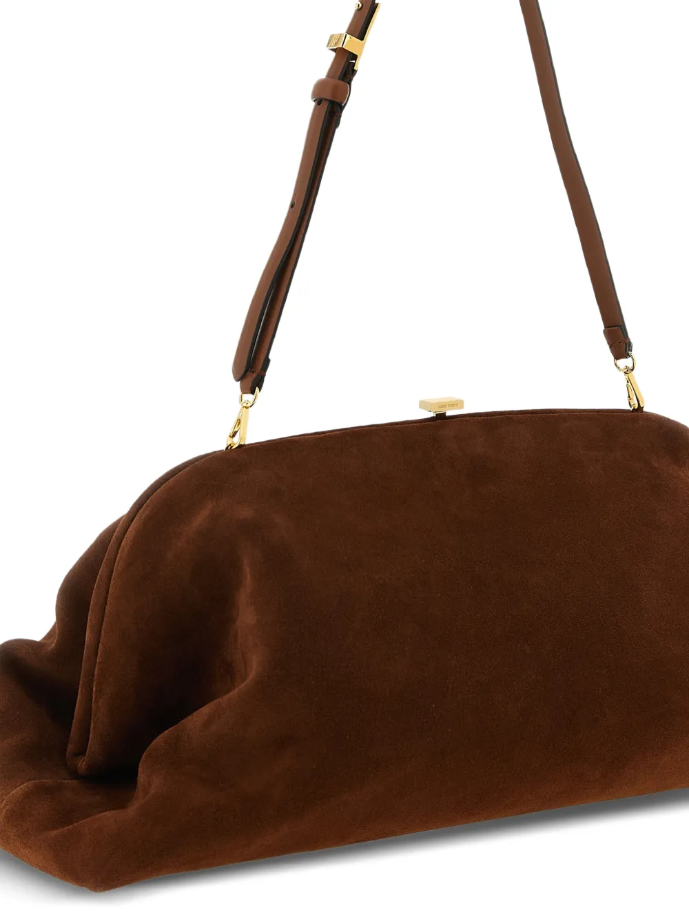 Alberta Ferretti Suede Pressure Closure Clutch Bag - Brown 