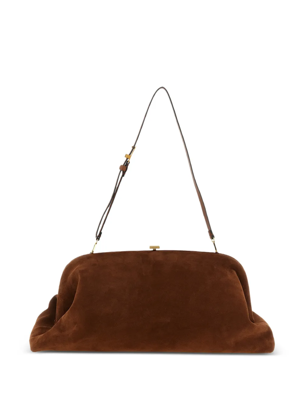 Alberta Ferretti suede pressure closure clutch bag - Marrone