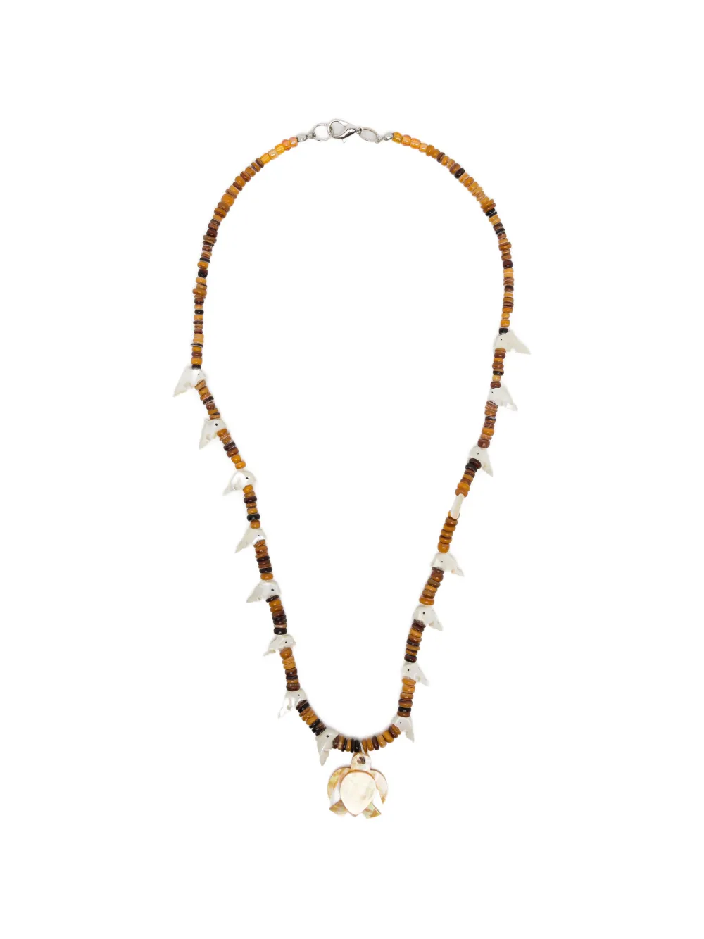 BLAKLACE turtle charm beaded necklace - Marrone