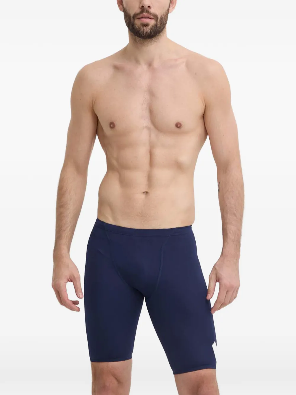 Nike Swoosh logo-print swim shorts Blauw