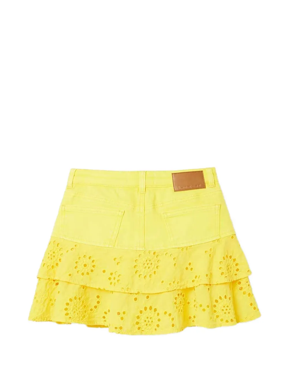 Desigual broderie-anglaise tiered mini skirt Geel