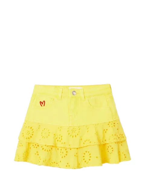 Desigual broderie-anglaise tiered mini skirt