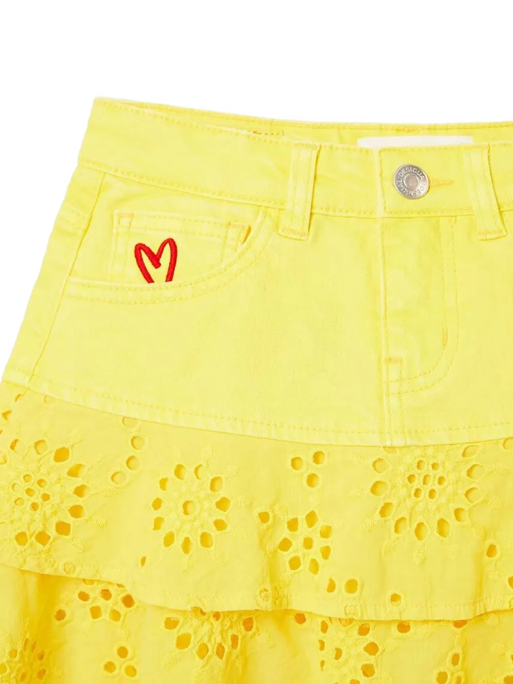 Desigual broderie-anglaise tiered mini skirt Geel