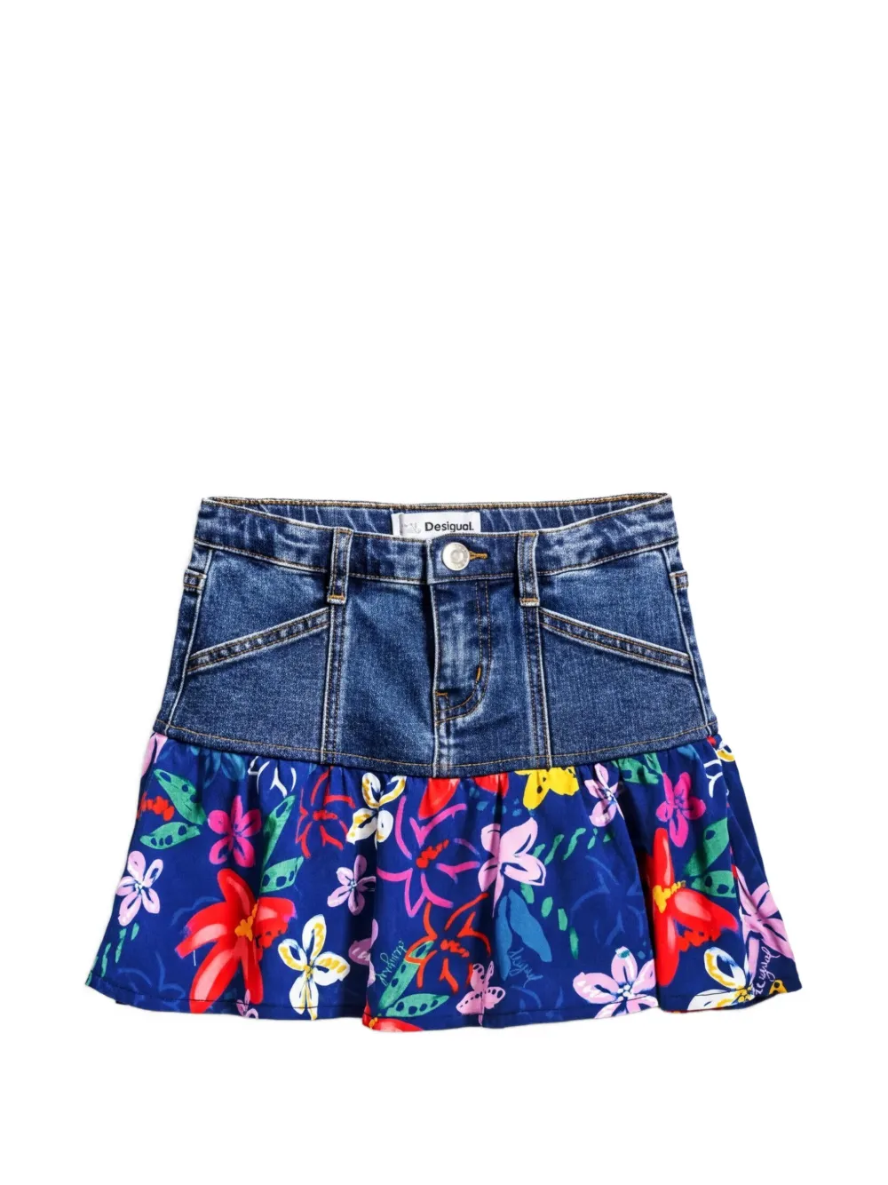 Desigual Gonna denim a fiori - Blu