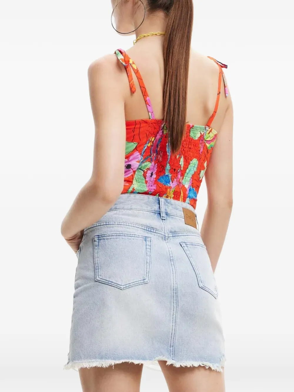 Desigual Body met gestrikte bandjes en bloemen-print Oranje