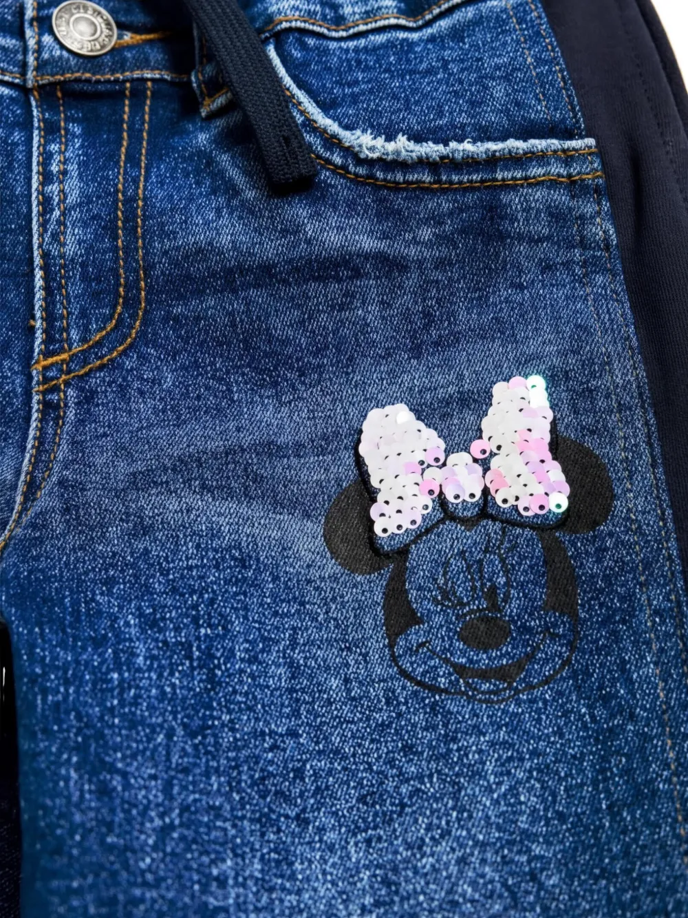 Desigual x Disney jeans met vlakken en pailletten Blauw