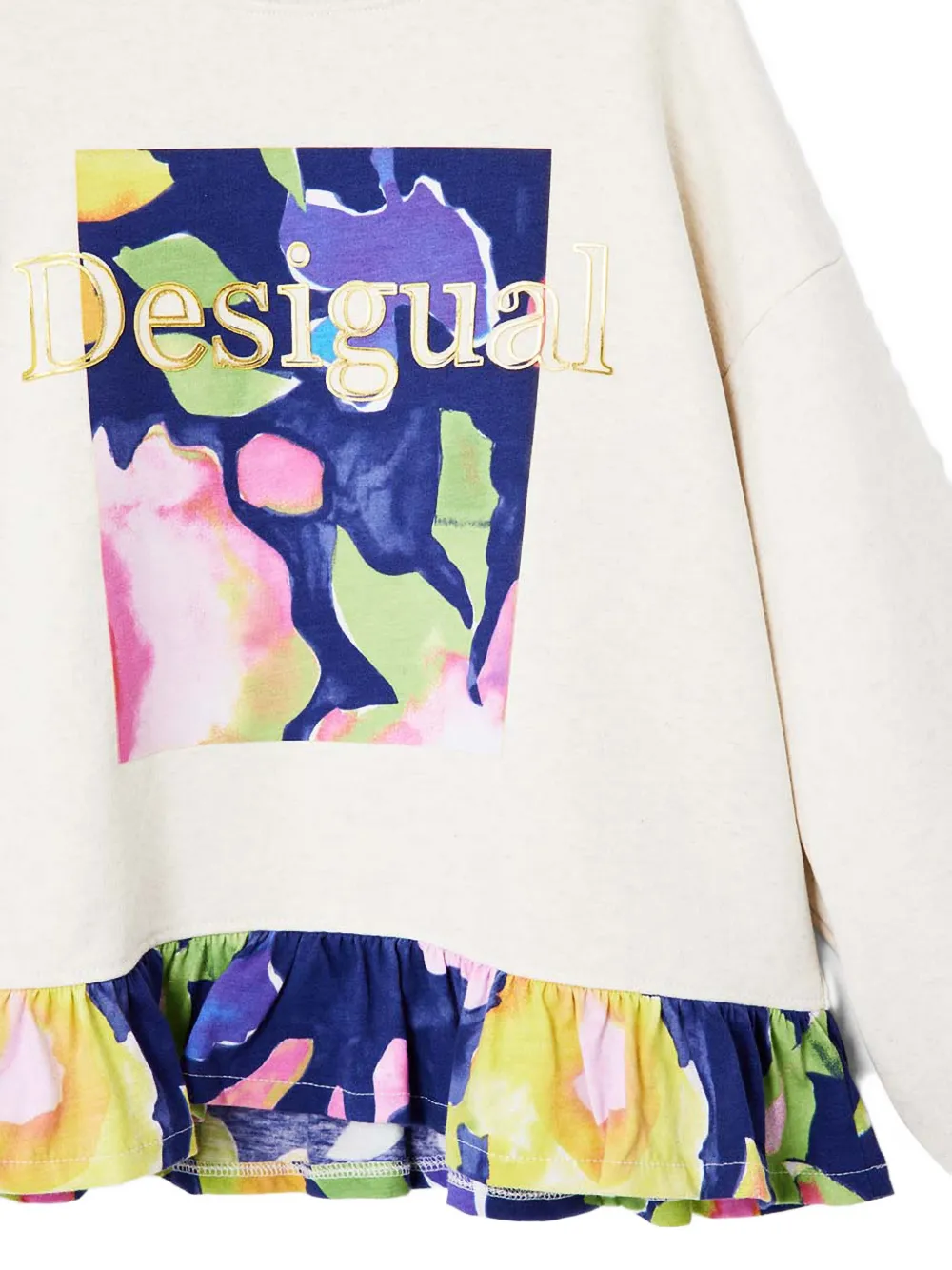 Desigual ruffled floral-print sweatshirt Beige