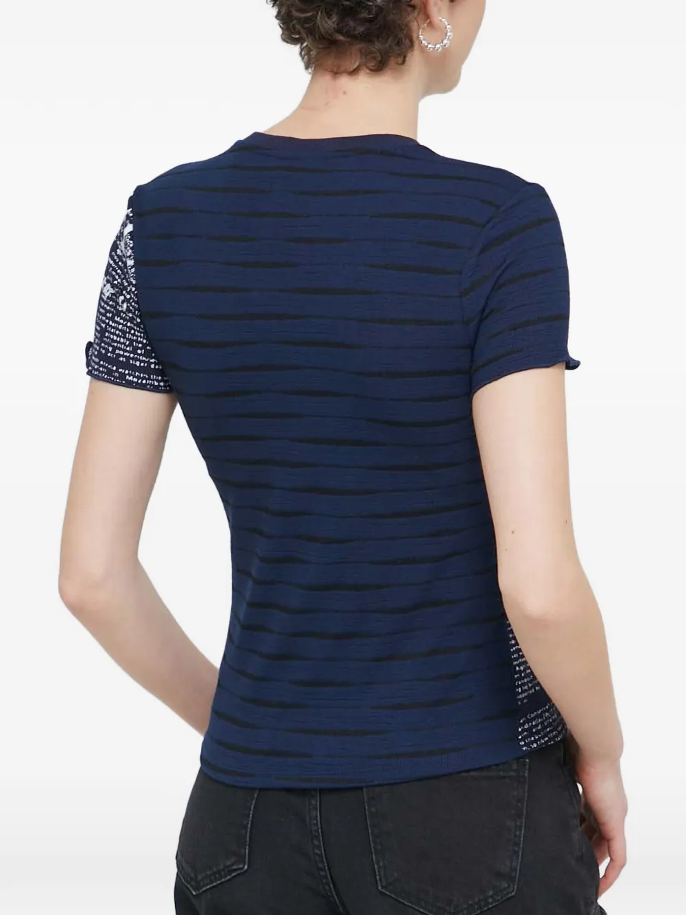 Desigual Low gestreept T-shirt met print Blauw
