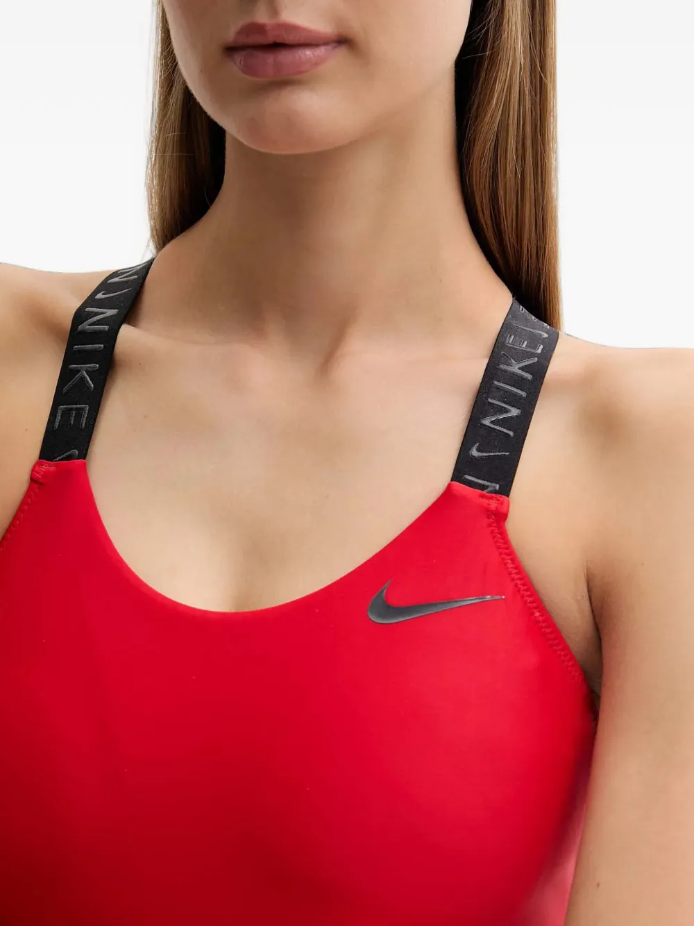 Nike logo-print racerback swimsuit Rood