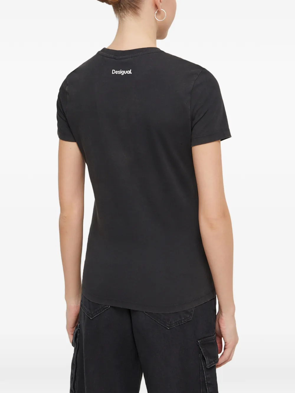 Desigual Verfraaid T-shirt Zwart