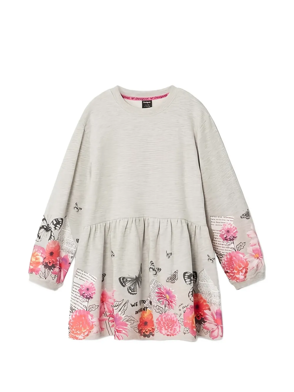 Desigual floral-print long-sleeve dress - Grigio