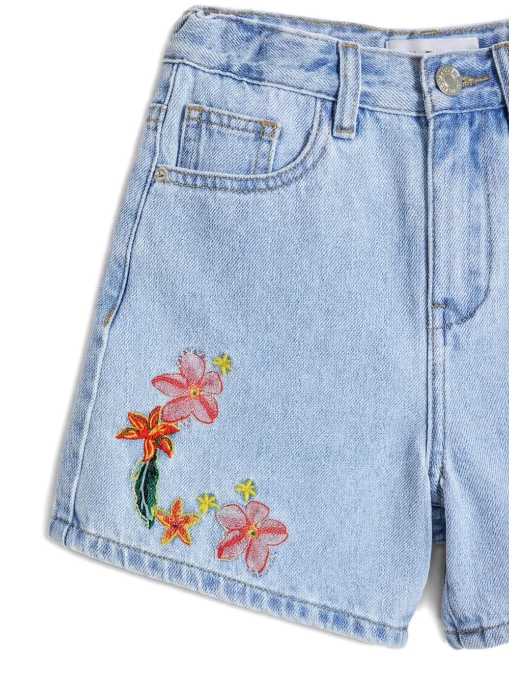 Desigual Shorts met geborduurde bloemen Blauw