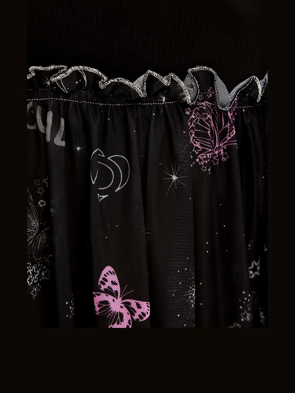 Desigual Jurk met ruches en vlinder Zwart
