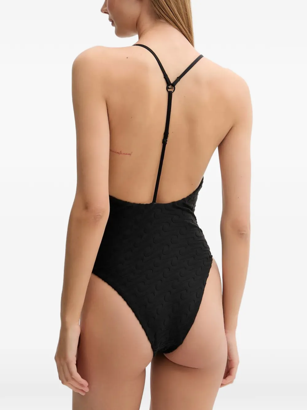Nike Swoosh-jacquard swimsuit Zwart