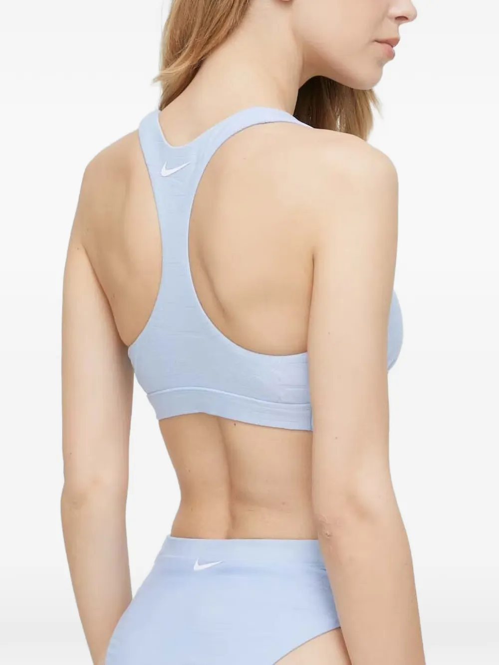Nike logo-jacquard racerback bikini top Blauw
