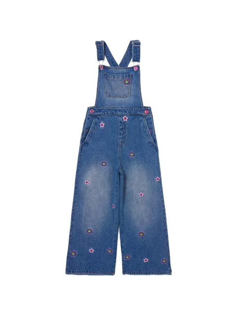 Desigual flower-embroidered denim dungarees
