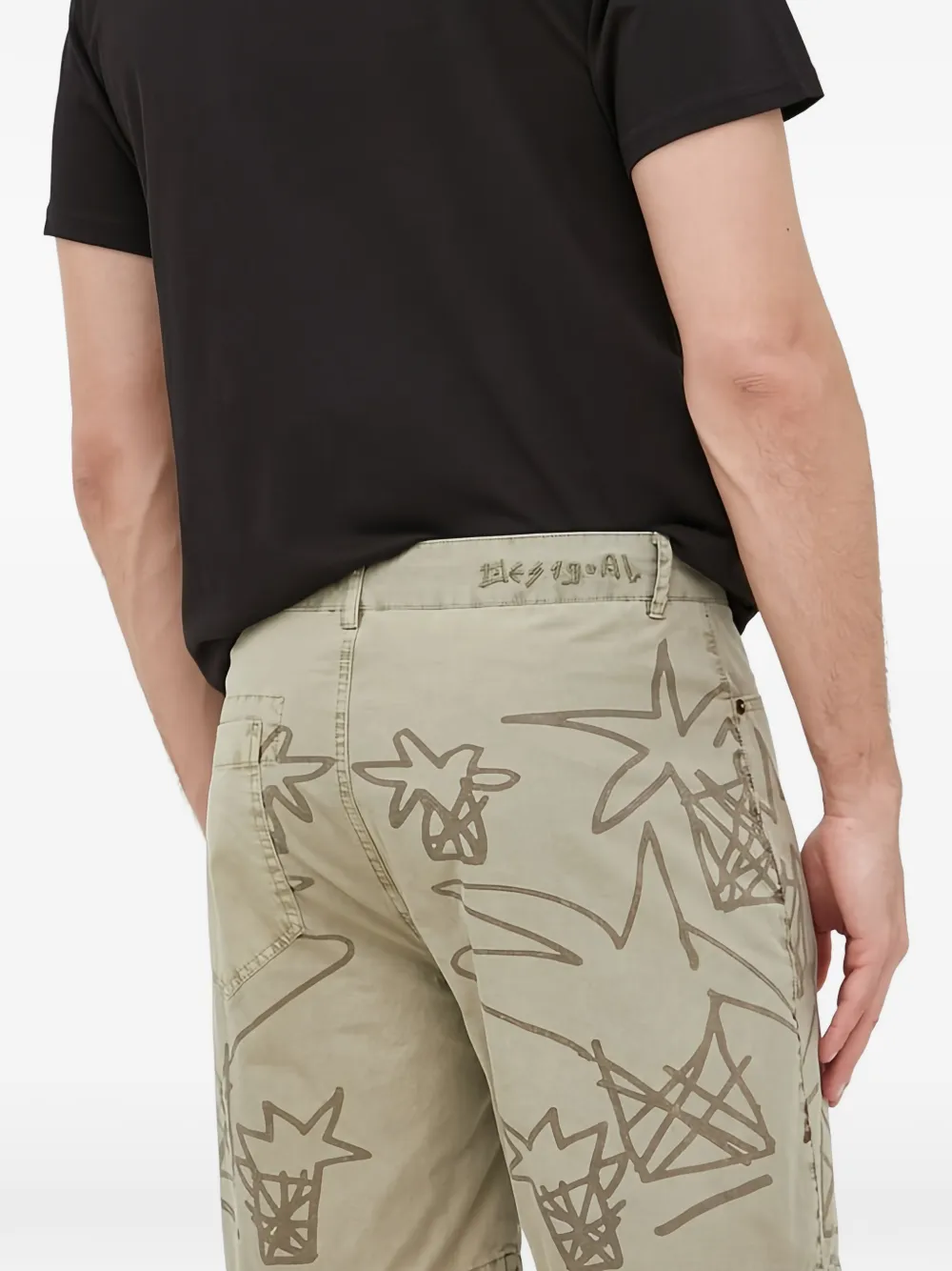 Desigual Shorts met grafische print Groen