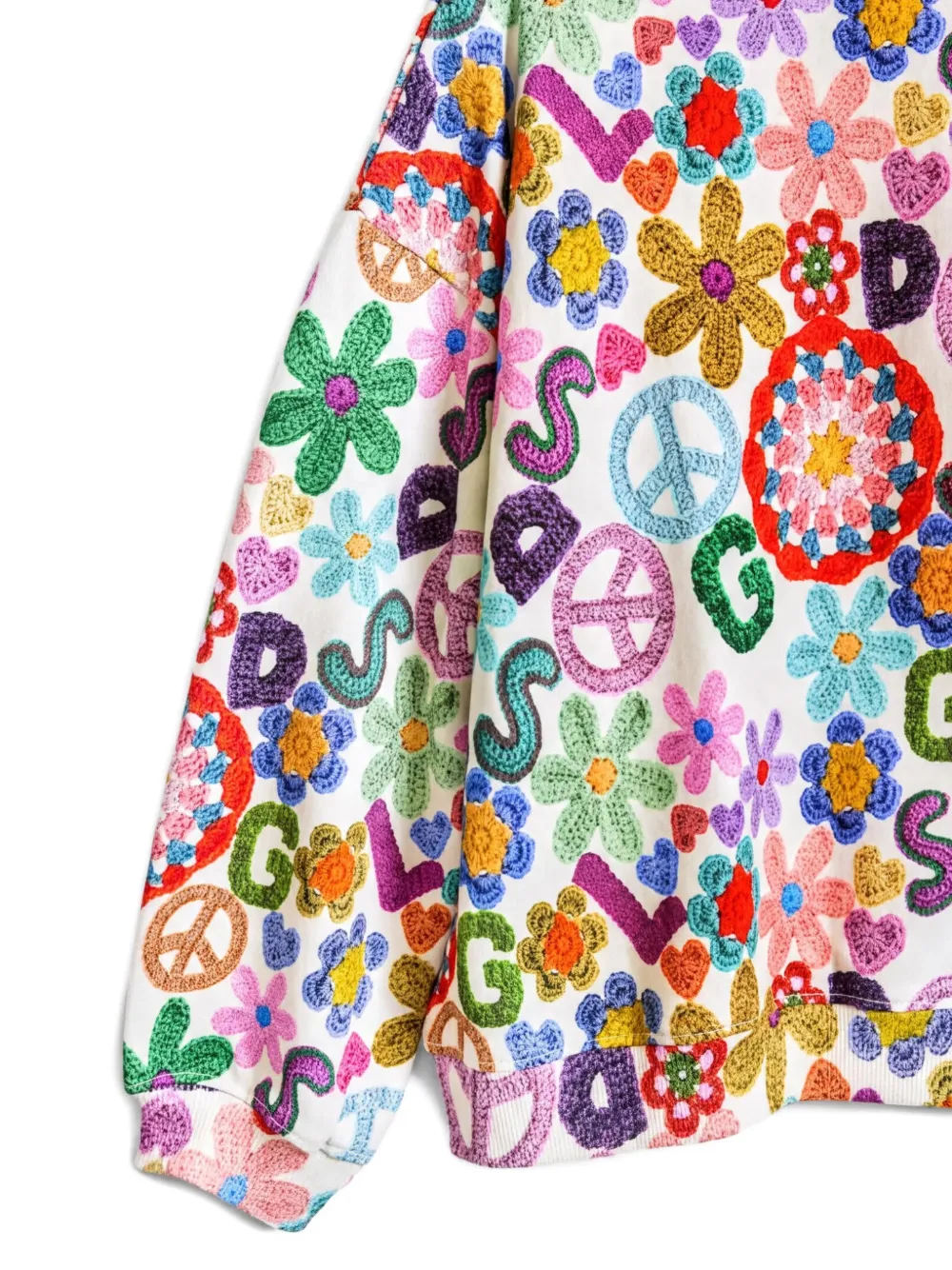 Desigual Sweater met geborduurde bloemen Wit
