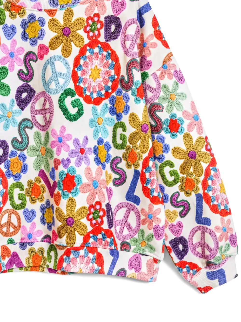 Desigual Sweater met geborduurde bloemen Wit