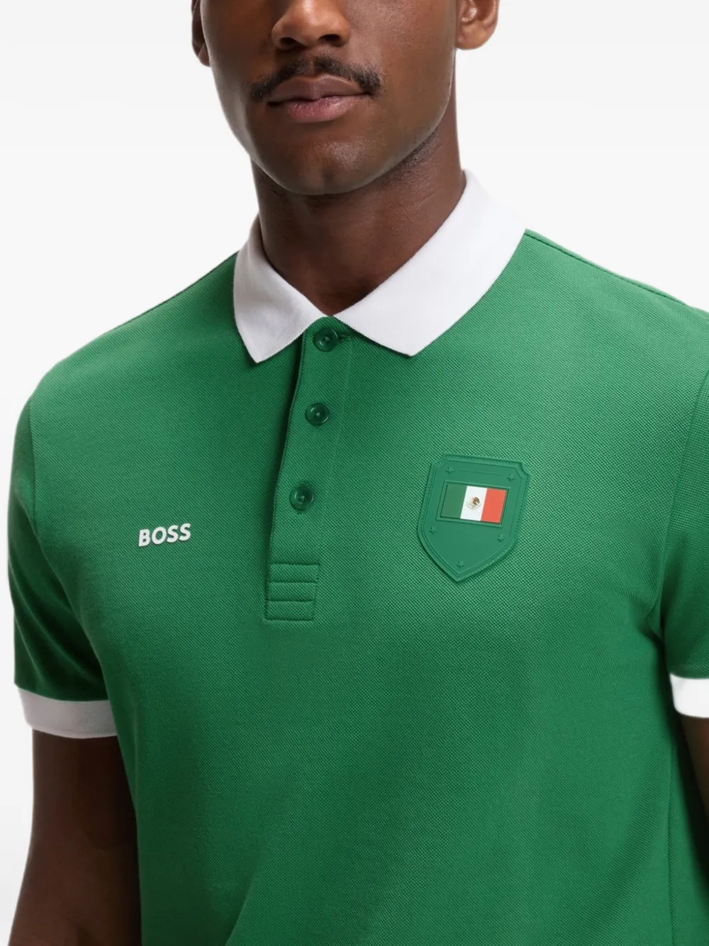 BOSS Paddy poloshirt met vlag Groen
