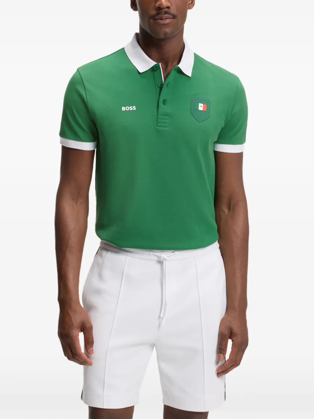 BOSS Paddy poloshirt met vlag Groen