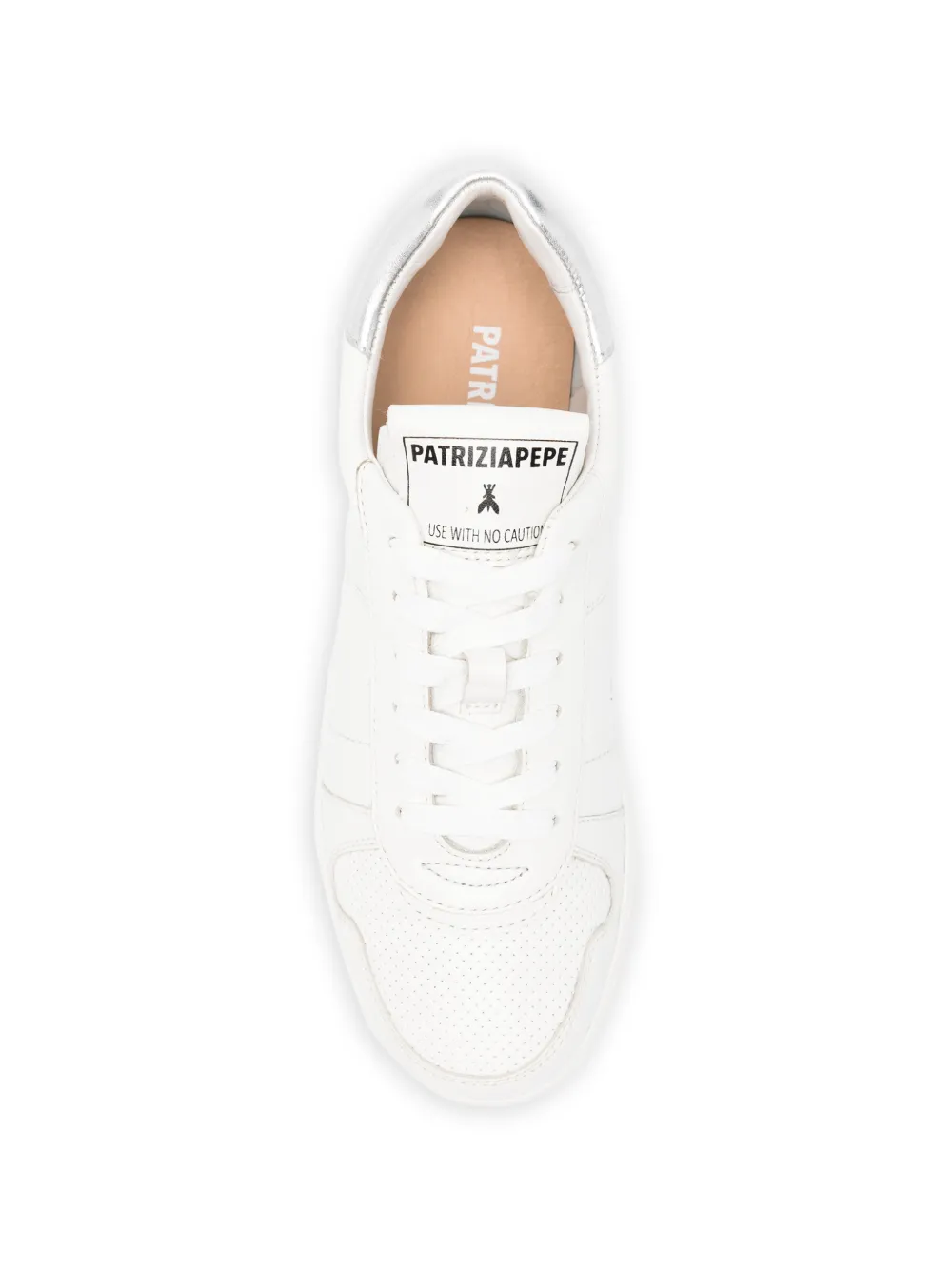Patrizia Pepe leather perforated sneakers Wit