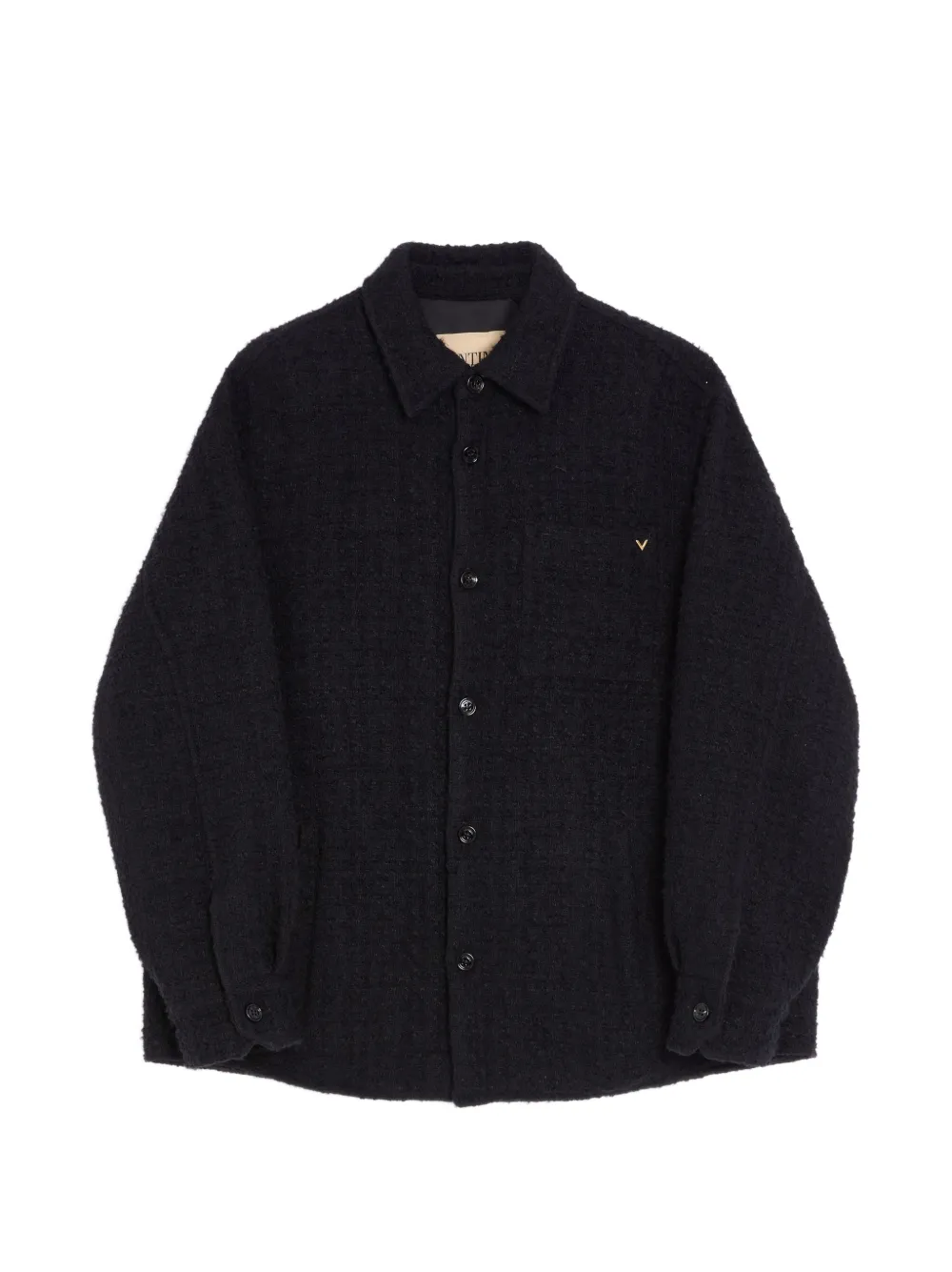 Valentino Garavani Giacca-camicia VGold in tweed di cotone - Nero