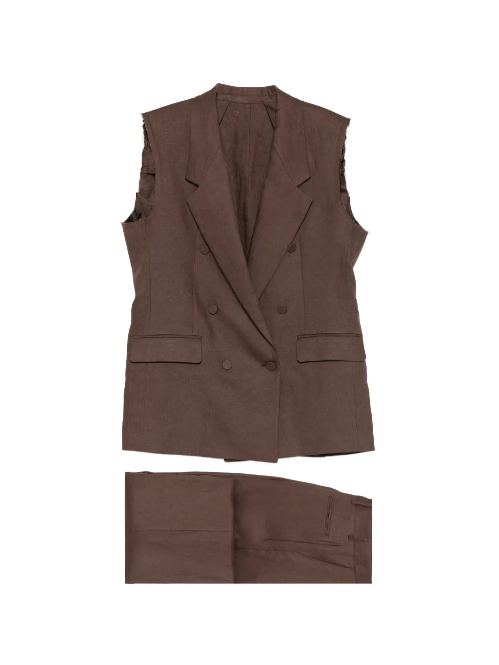 MARSEM double-breasted sleeveless suit - Marrone