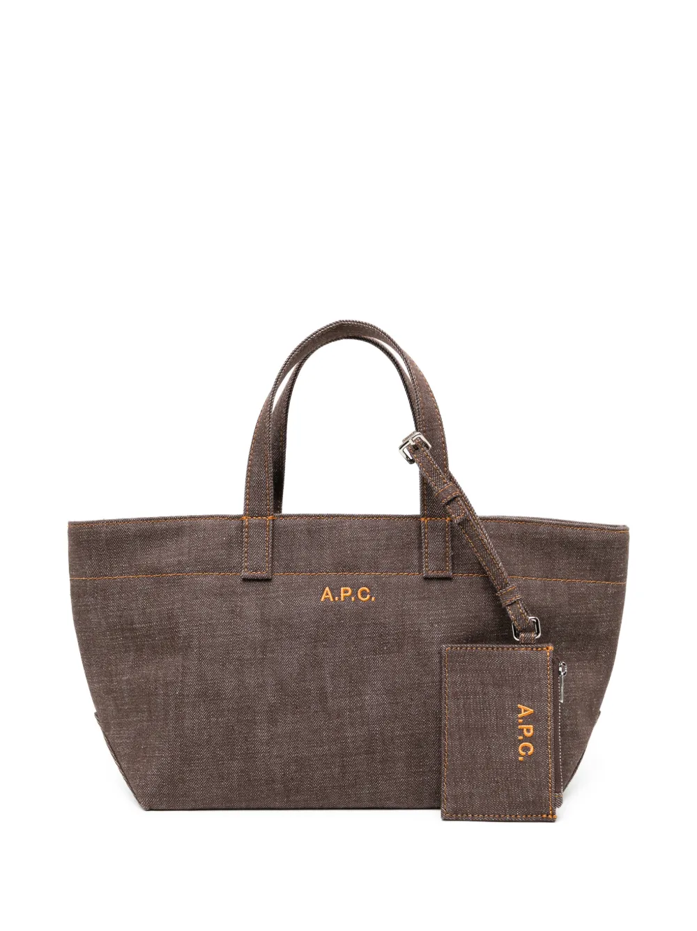 A.P.C. Borsa tote Lou con logo ricamato - Marrone