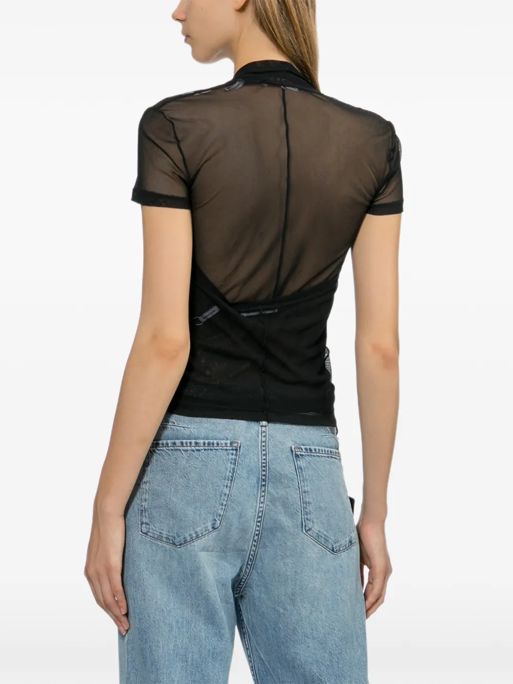 Helmut Lang Fine Mesh Layered Tee In Green