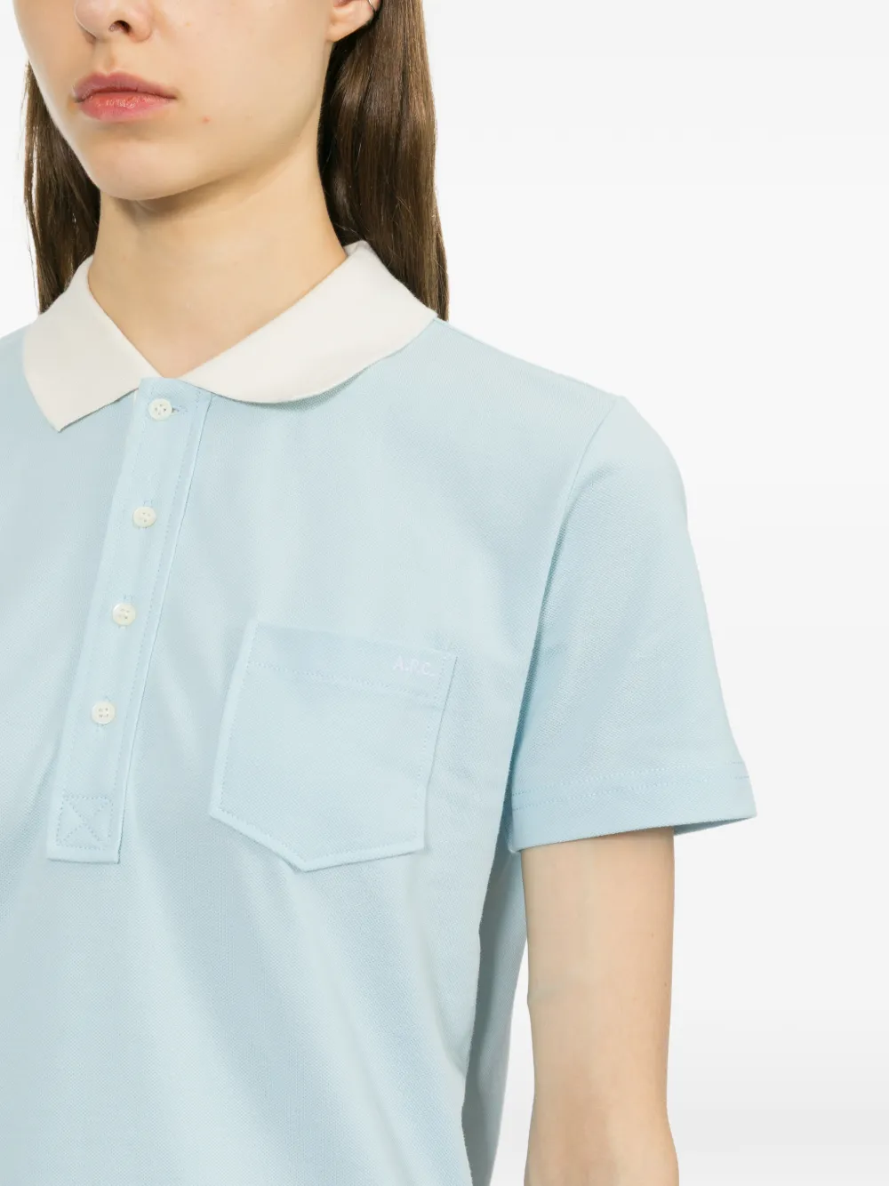 A.p.c. Half-button Polo In Multi