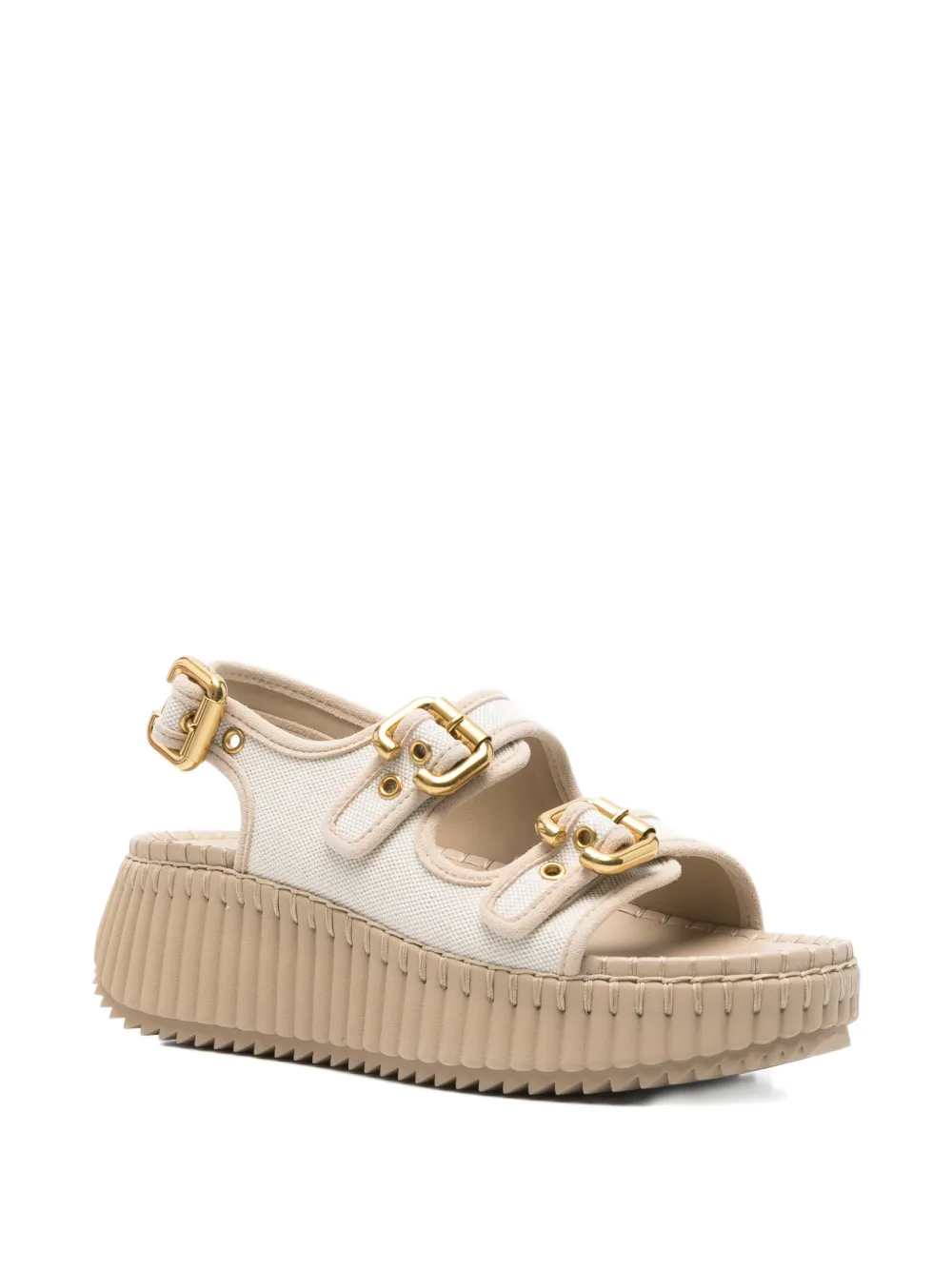 Chloé Nama buckle flatform sandals Beige
