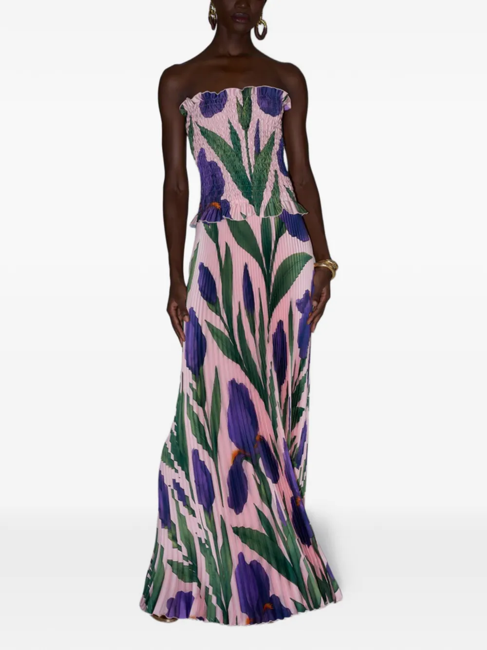 L'IDÉE Maya floral-print pleated maxi dress - Pink