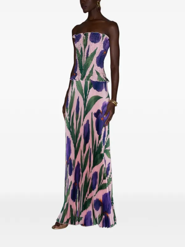 l'idée maya strapless pleated maxi dress L'IDÉE Maya floral-print Pleated Maxi Dress | Pink