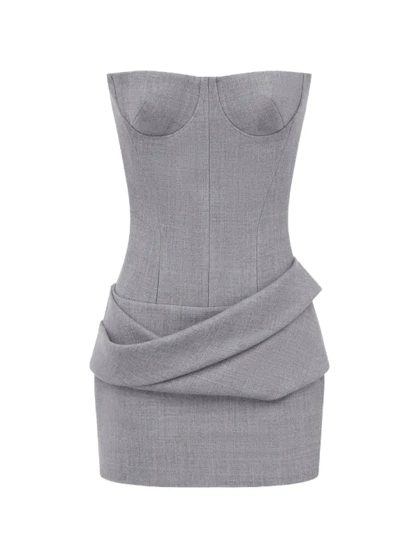alex perry grey dress Alex Perry Square Neck Sequined Gown in Steel