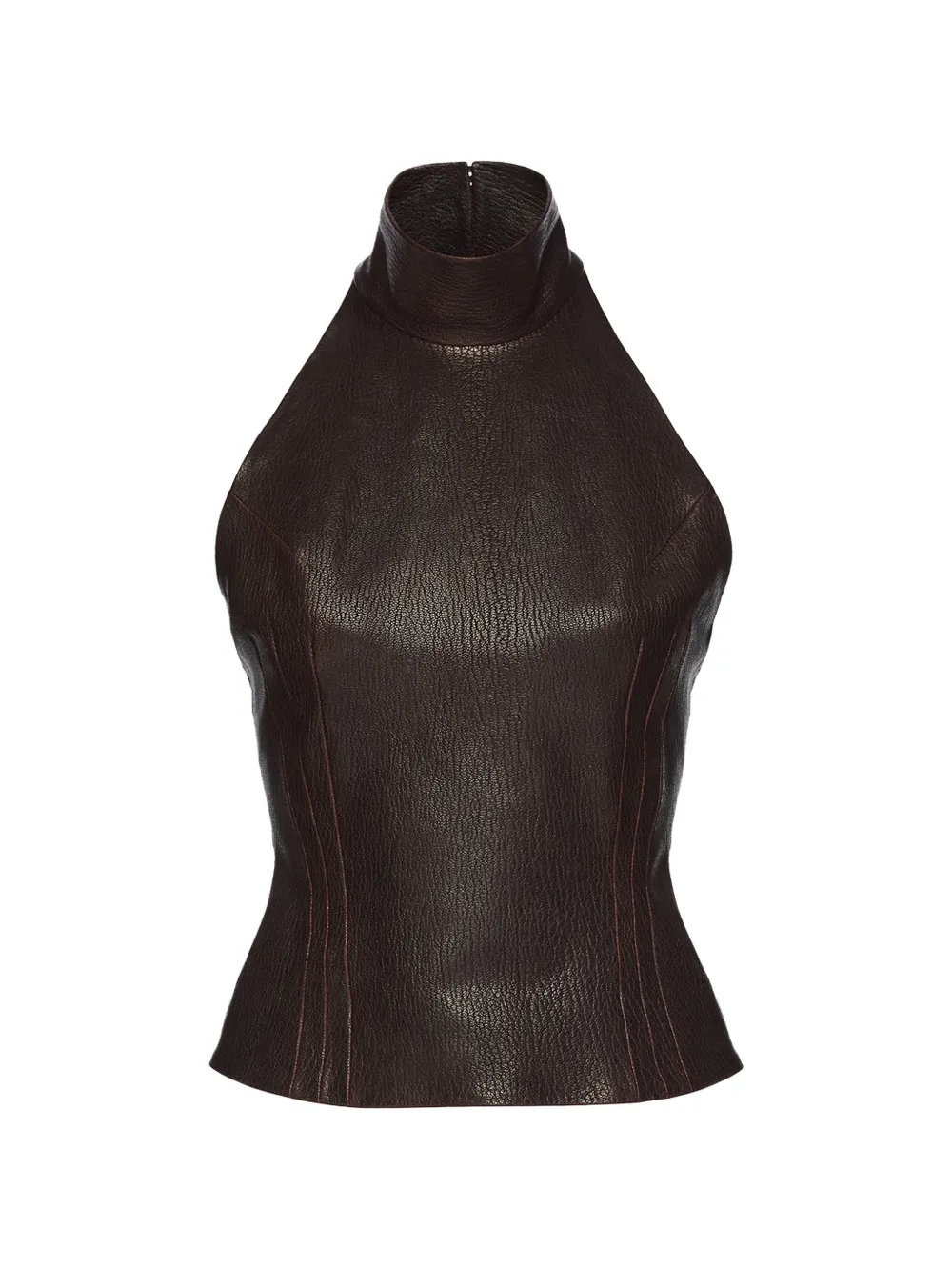 Magda Butrym high-neck leather top - Marrone