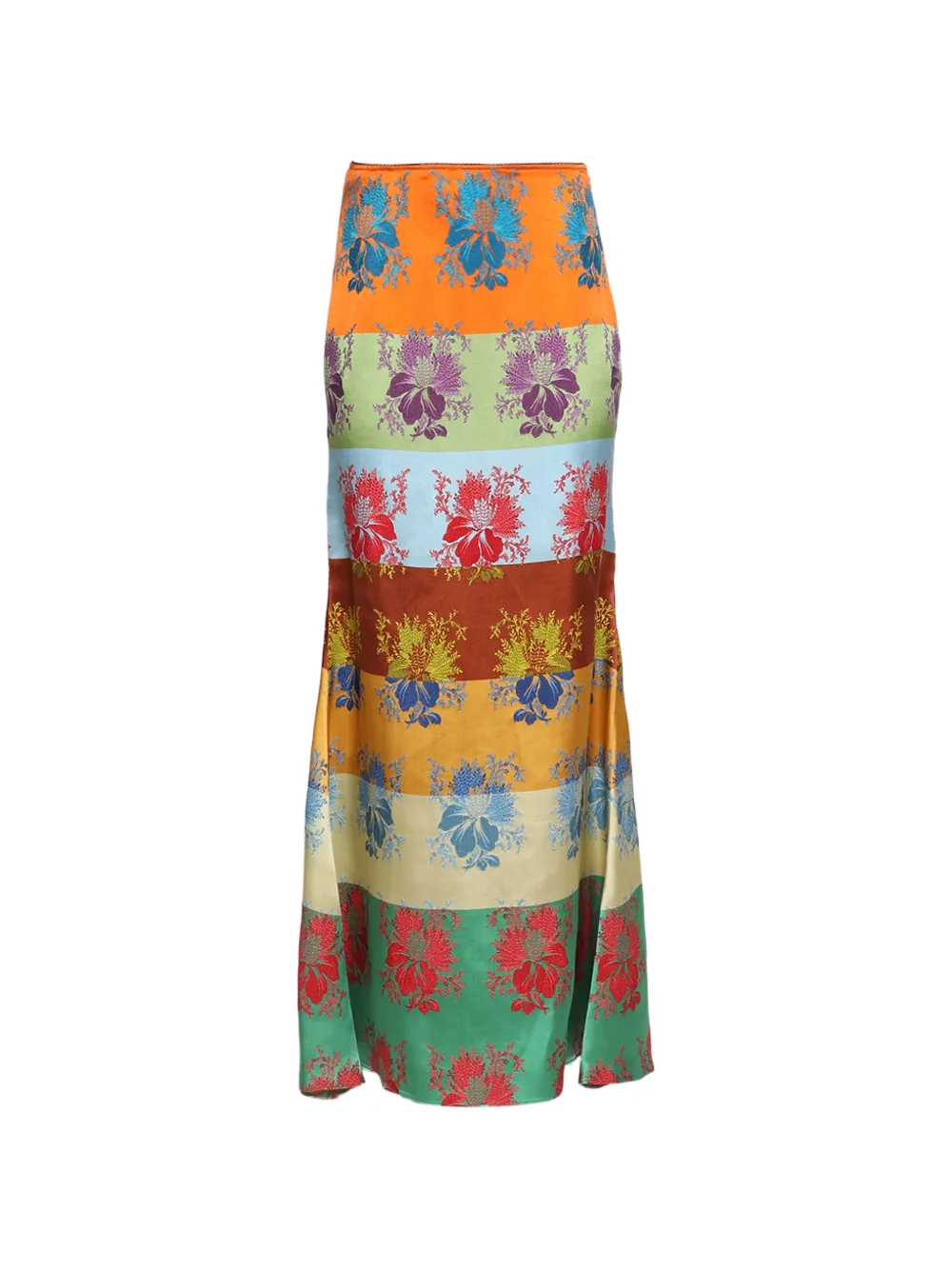 Rosie Assoulin Slippery When Wet floral striped maxi skirt - Arancione