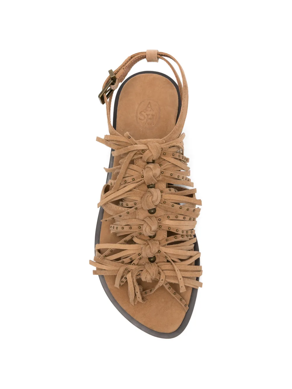 Ash fringe-detailed suede flat sandals Beige