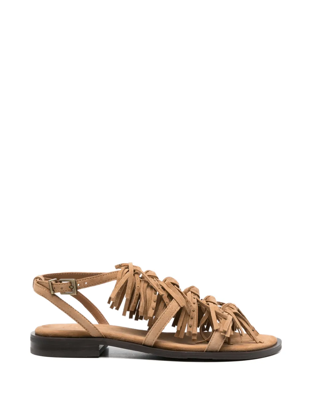 Ash fringe-detailed suede flat sandals - Toni neutri